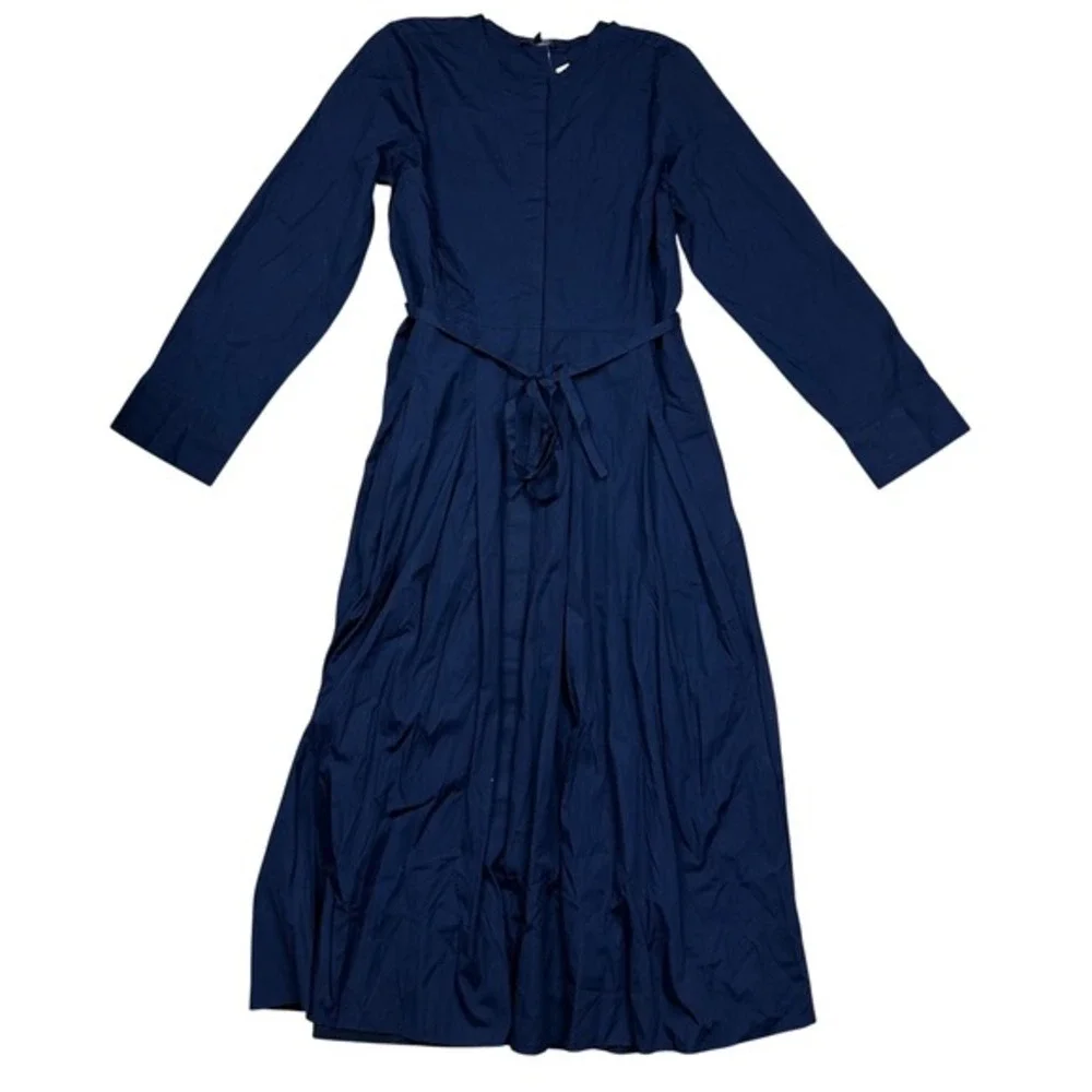 NWT Madewell‎ Navy Blue Tie-Waist Midi Shirtdress 10 Classic Preppy Minimalist - Picture 4 of 10